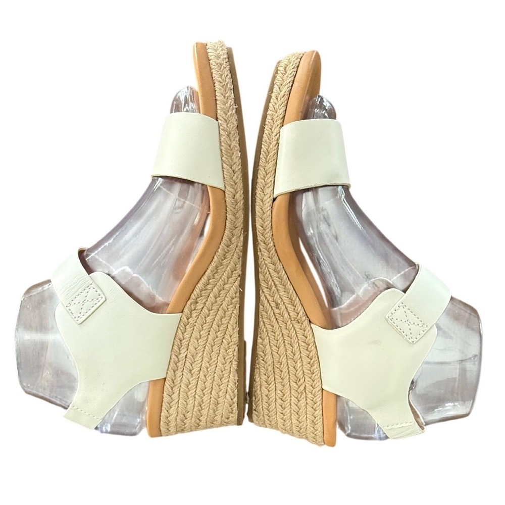 UGGa Eisley Cream White Leather Espadrille Wedge Sandals Size 7